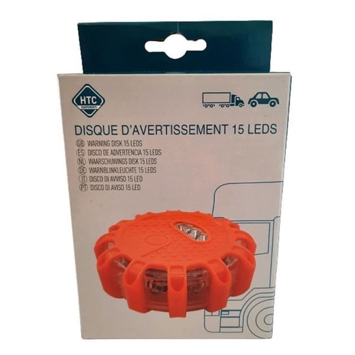 Pack sécurité - HTC EQUIPEMENT - 1 disque d'avertissement lumineux 15 LED + 5 gilets de sécurité adulte XL