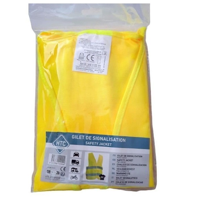 Pack sécurité - HTC EQUIPEMENT - 1 disque d'avertissement lumineux 15 LED + 5 gilets de sécurité adulte XL