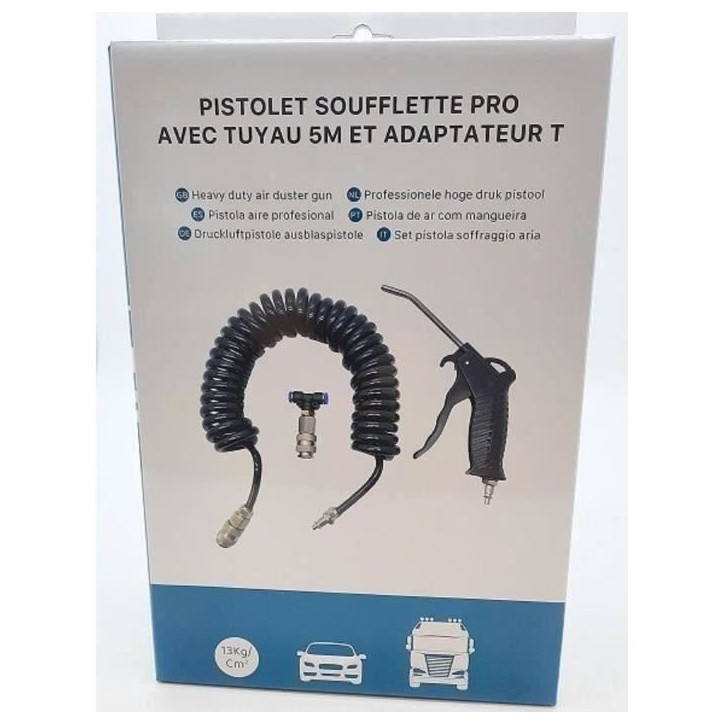 Pistolet soufflette - HTC EQUIPEMENT - Air professionnel - Tuyau 5 M - 13 KG/ cm2