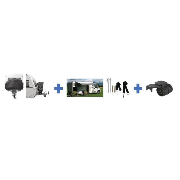 Pack départ camping - HTC EQUIPEMENT - Incluant : 1 housse pour 2 vélos, sangle anti tempete, adaptateur Pack départ camping - HTC EQUIPEMENT - Incluant : 1 housse pour 2 vélos, sangle anti tempete, adaptateur