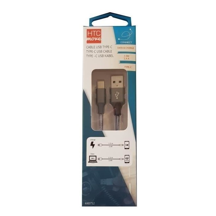 M500 Câble de charge et data avec adaptateur USB type C 2,4 A - Connecteurs alu, câble tressé renforcé 1,5 m M500 Câble de charge et data avec adaptateur USB type C 2,4 A - Connecteurs alu, câble tressé renforcé 1,5 m