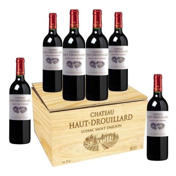 Château Haut-Drouillard 2016 Lussac Saint-Emilion - Vin rouge de Bordeaux + Caisse bois