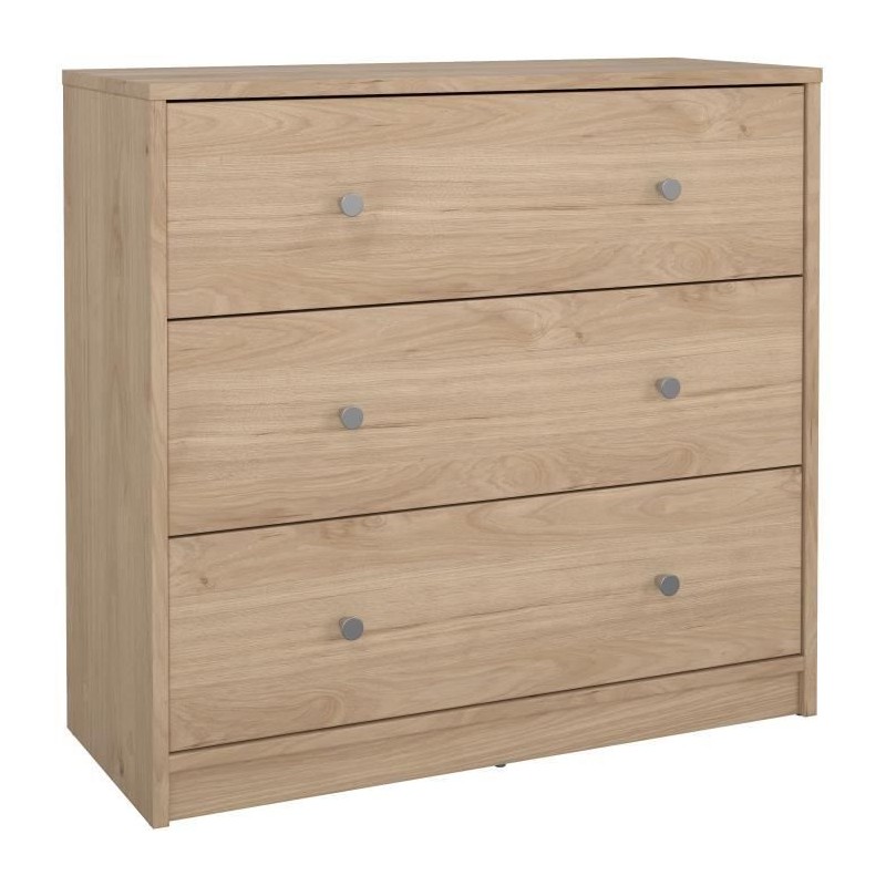 Commode OREGON 3 Tiroirs - Décor chene - L 72 x P 30 x H 68 cm Commode OREGON 3 Tiroirs - Décor chene - L 72 x P 30 x H 68 cm