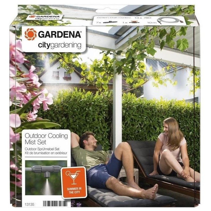 Kit brumisateur pour terrasses et balcons GARDENA - Débit max 13l/h - Kit complet pret a l'emploi Kit brumisateur pour terrasses et balcons GARDENA - Débit max 13l/h - Kit complet pret a l'emploi