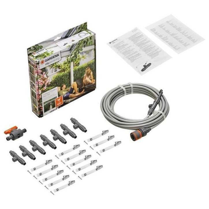 Kit brumisateur pour terrasses et balcons GARDENA - Débit max 13l/h - Kit complet pret a l'emploi Kit brumisateur pour terrasses et balcons GARDENA - Débit max 13l/h - Kit complet pret a l'emploi