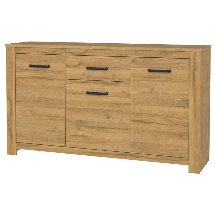Buffet bas - Décor chene vieilli - Classique - HAVANNA - L 161 cm Buffet bas - Décor chene vieilli - Classique - HAVANNA - L 161 cm