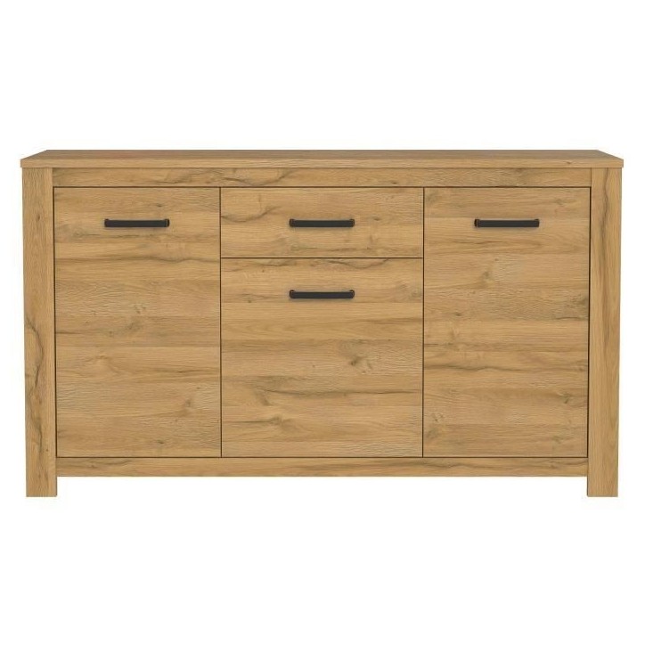 Buffet bas - Décor chene vieilli - Classique - HAVANNA - L 161 cm Buffet bas - Décor chene vieilli - Classique - HAVANNA - L 161 cm