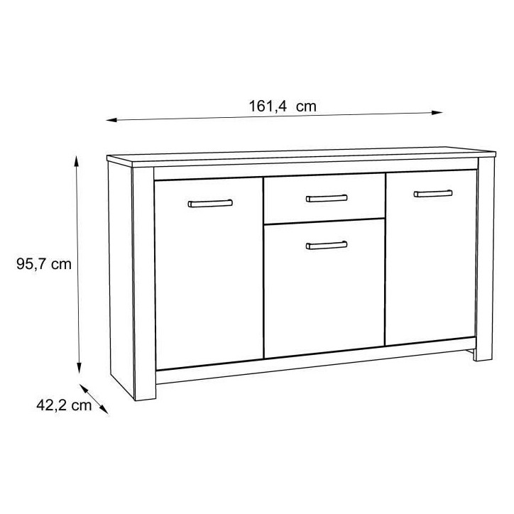 Buffet bas - Décor chene vieilli - Classique - HAVANNA - L 161 cm Buffet bas - Décor chene vieilli - Classique - HAVANNA - L 161 cm