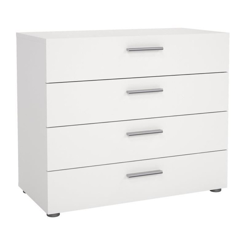 Commode NASH 4 tiroirs - Décor Blanc - L 80 x P 40 x H 68,5 cm Commode NASH 4 tiroirs - Décor Blanc - L 80 x P 40 x H 68,5 cm