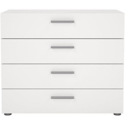 Commode NASH 4 tiroirs - Décor Blanc - L 80 x P 40 x H 68,5 cm