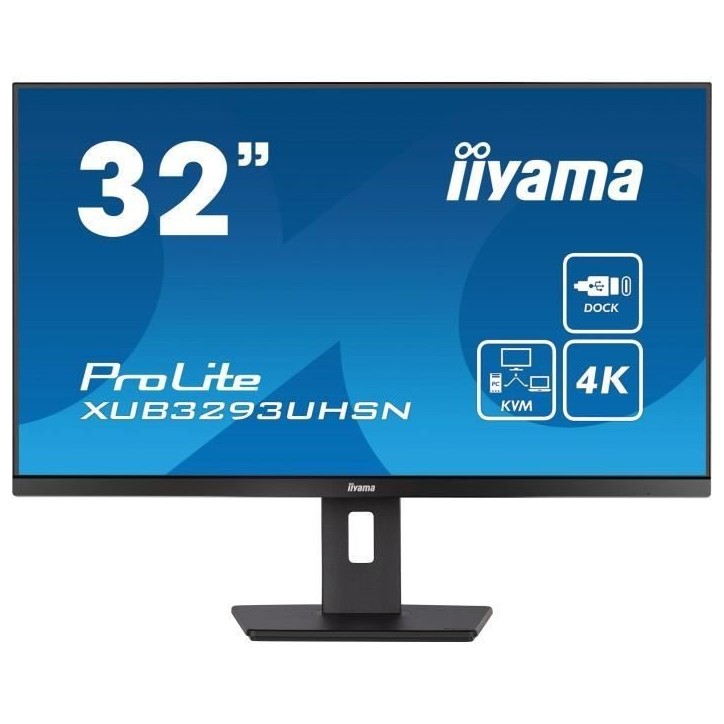 Ecran PC - IIYAMA - 32'' - UHD - 60Hz - Dalle IPS - 4ms - Ajustable en hauteur - XUB3293UHSN-B5 Ecran PC - IIYAMA - 32'' - UHD - 60Hz - Dalle IPS - 4ms - Ajustable en hauteur - XUB3293UHSN-B5
