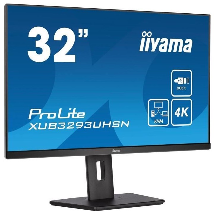 Ecran PC - IIYAMA - 32'' - UHD - 60Hz - Dalle IPS - 4ms - Ajustable en hauteur - XUB3293UHSN-B5 Ecran PC - IIYAMA - 32'' - UHD - 60Hz - Dalle IPS - 4ms - Ajustable en hauteur - XUB3293UHSN-B5