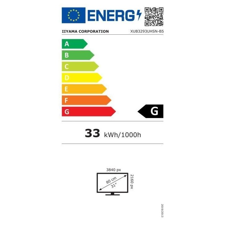 Ecran PC - IIYAMA - 32'' - UHD - 60Hz - Dalle IPS - 4ms - Ajustable en hauteur - XUB3293UHSN-B5 Ecran PC - IIYAMA - 32'' - UHD - 60Hz - Dalle IPS - 4ms - Ajustable en hauteur - XUB3293UHSN-B5