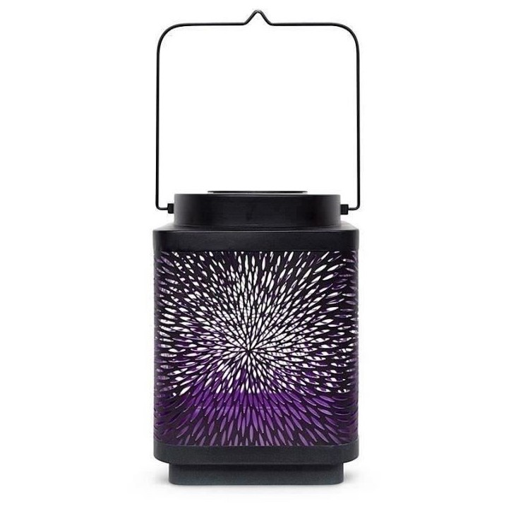 Lanterne solaire - GARDEN ID Attract - Mauve 16 x 16 h23 cm - 6 a 8h autonomie - Mobile - Bouton on/off. Lanterne solaire - GARDEN ID Attract - Mauve 16 x 16 h23 cm - 6 a 8h autonomie - Mobile - Bouton on/off.