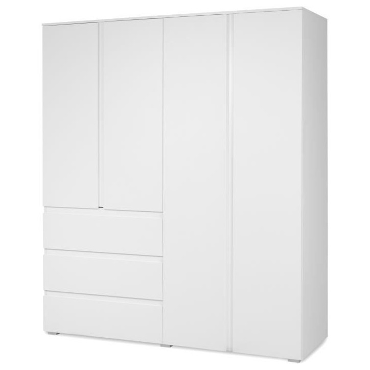 Armoire - Image 60C - Décor blanc - 4 portes, 2 tiroirs - 160 x 55 x 191 cm Armoire - Image 60C - Décor blanc - 4 portes, 2 tiroirs - 160 x 55 x 191 cm