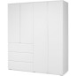 Armoire - Image 60C - Décor blanc - 4 portes, 2 tiroirs - 160 x 55 x 191 cm