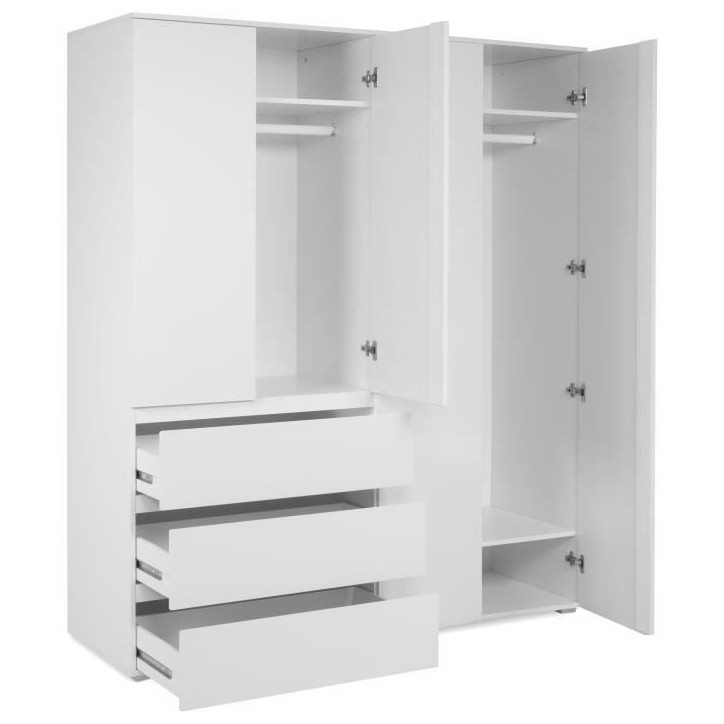 Armoire - Image 60C - Décor blanc - 4 portes, 2 tiroirs - 160 x 55 x 191 cm Armoire - Image 60C - Décor blanc - 4 portes, 2 tiroirs - 160 x 55 x 191 cm