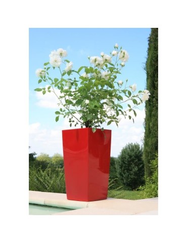 RIVIERA Pot de fleurs Nuance - Carré - 29 x 29 x H 52 cm - Rouge