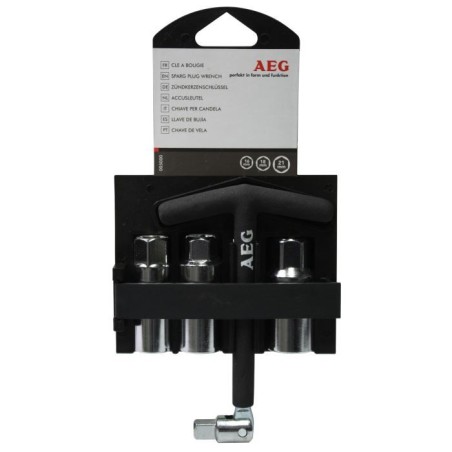 Clé a bougie articulée 3 douilles vehicule essence : 14/16/21mm - AEG - antiglisse - carré d'entraînement et douilles 3/8