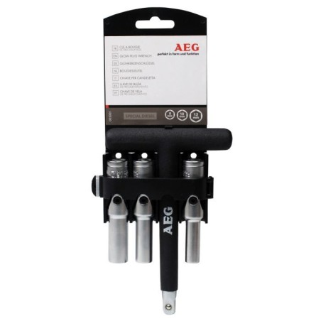 Clé a bougie préchauffage diesel 3 douilles 8-10-12mm - AEG - taille standard 3/8