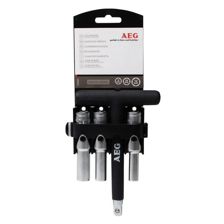 Clé a bougie préchauffage diesel 3 douilles 8-10-12mm - AEG - taille standard 3/8 Clé a bougie préchauffage diesel 3 douilles 8-10-12mm - AEG - taille standard 3/8