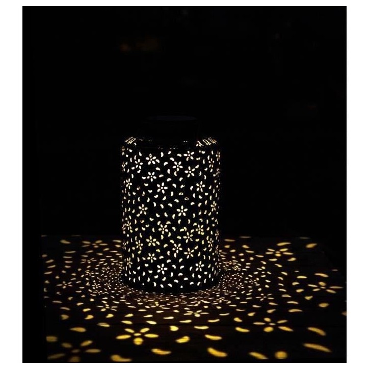 Lanterne solaire - GARDEN ID Dubai - 25 x 41 cm - Autonomie 6-8h - Interrupteur - Poignée robuste-pile rechargeable.