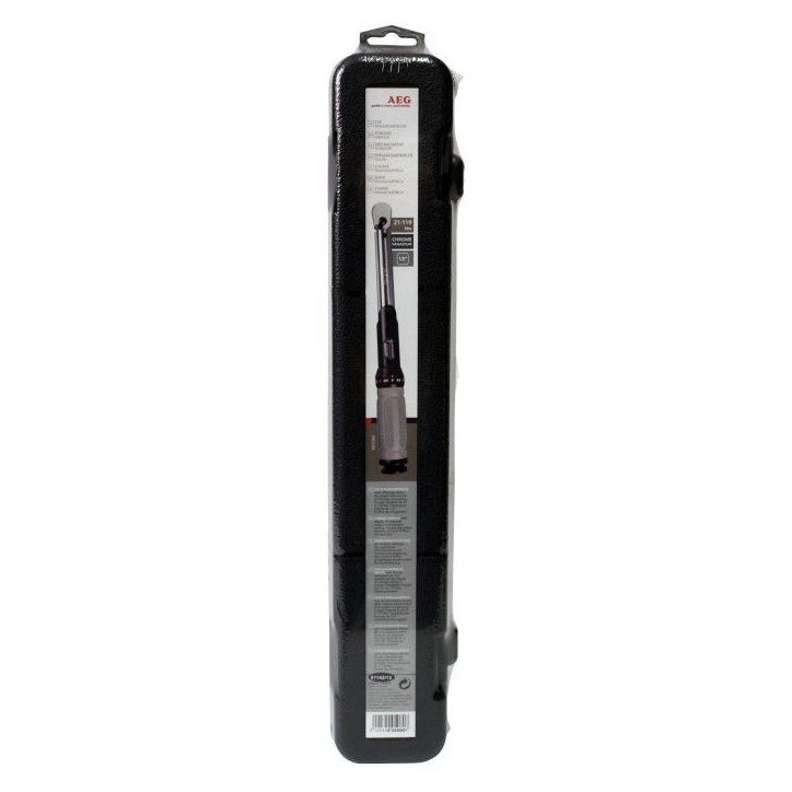 Clé dynamométrique couple de 21 a 119NM - AEG - Carré pour douille standard en 1/2'' - Longueur 39 cm Clé dynamométrique couple de 21 a 119NM - AEG - Carré pour douille standard en 1/2'' - Longueur 39 cm