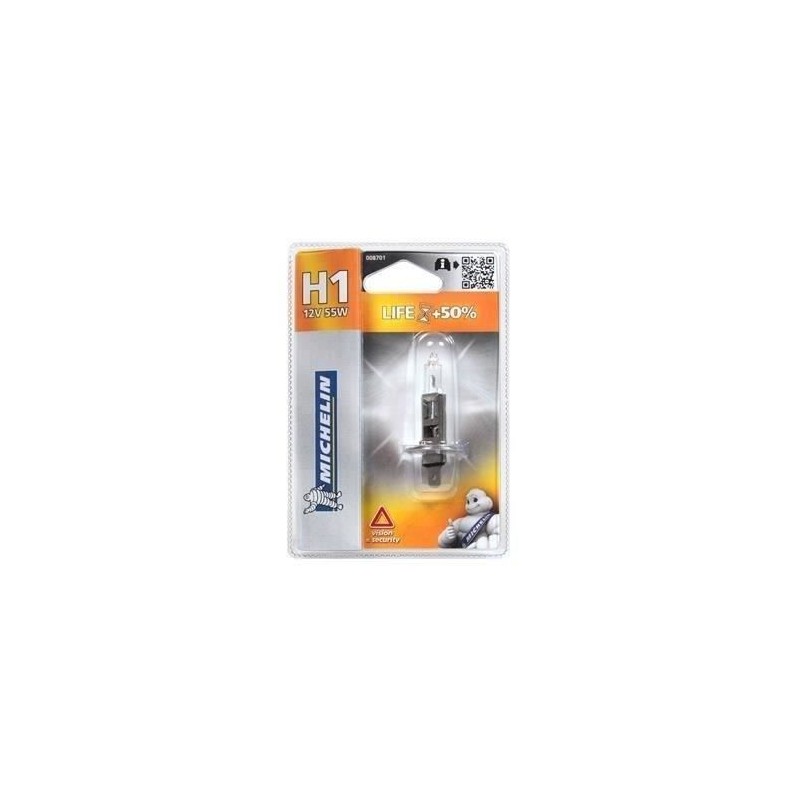 Ampoule H1 LIFE+100% 55W - MICHELIN -Feu de croisement, route, antibro Ampoule H1 LIFE+100% 55W - MICHELIN -Feu de croisement, route, antibro