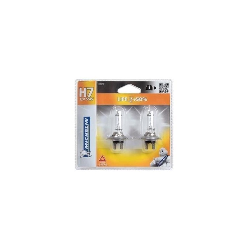 2 Ampoules Voiture H7 LIFE+100% 55W - MICHELIN - Feu de croisement, ro 2 Ampoules Voiture H7 LIFE+100% 55W - MICHELIN - Feu de croisement, ro
