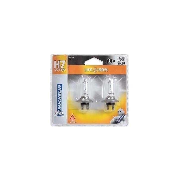 2 Ampoules Voiture H7 LIFE+100% 55W - MICHELIN - Feu de croisement, route, antibrouillard. 2 Ampoules Voiture H7 LIFE+100% 55W - MICHELIN - Feu de croisement, route, antibrouillard.