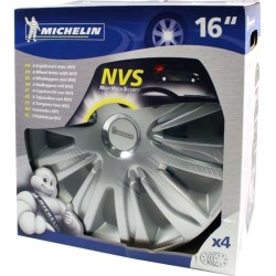 Lot de 4 enjoliveurs gris métallisés - MICHELIN - 16 pouces - Fixati