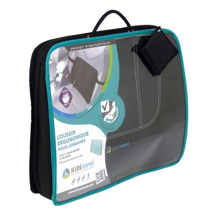 Coussin lombaire ergonomique confort - KINE TRAVEL - 41.5 x 40 x 9/2 cm - développés, testés par un kiné spécialiste du dos Coussin lombaire ergonomique confort - KINE TRAVEL - 41.5 x 40 x 9/2 cm - développés, testés par un kiné spécialiste du dos