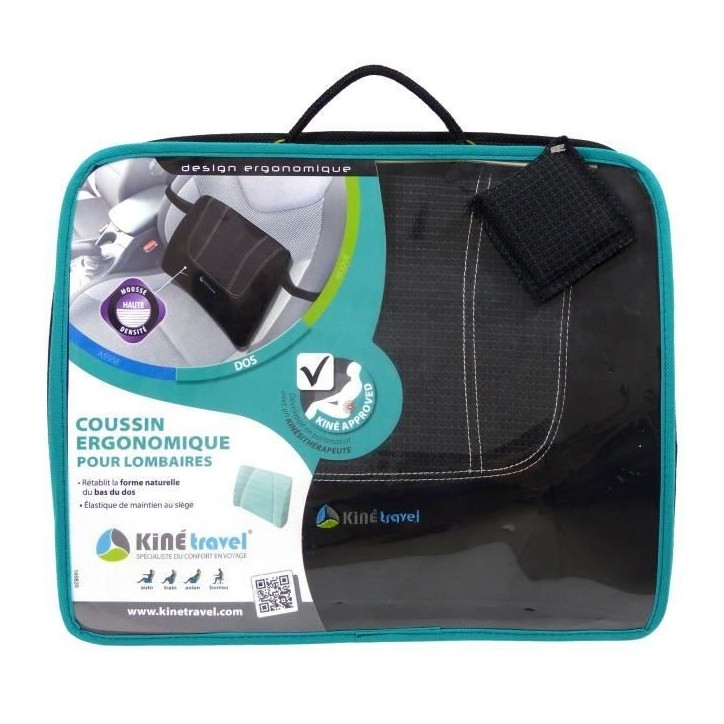 Coussin lombaire ergonomique confort - KINE TRAVEL - 41.5 x 40 x 9/2 cm - développés, testés par un kiné spécialiste du dos Coussin lombaire ergonomique confort - KINE TRAVEL - 41.5 x 40 x 9/2 cm - développés, testés par un kiné spécialiste du dos