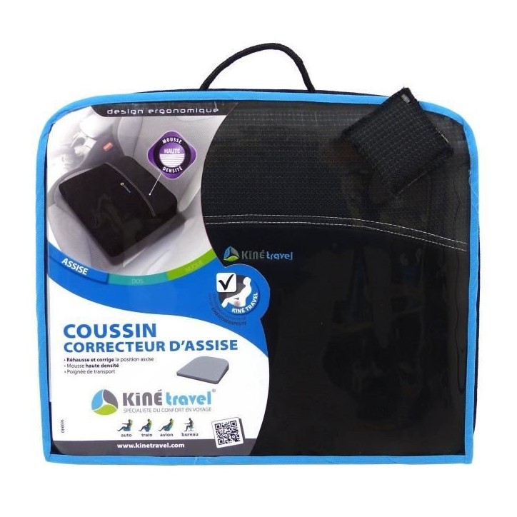Coussin correcteur assise auto en mousse 38,5 x 32 x 7/4,5 cm - KINE TRAVEL - développés et testés avec un kiné Coussin correcteur assise auto en mousse 38,5 x 32 x 7/4,5 cm - KINE TRAVEL - développés et testés avec un kiné