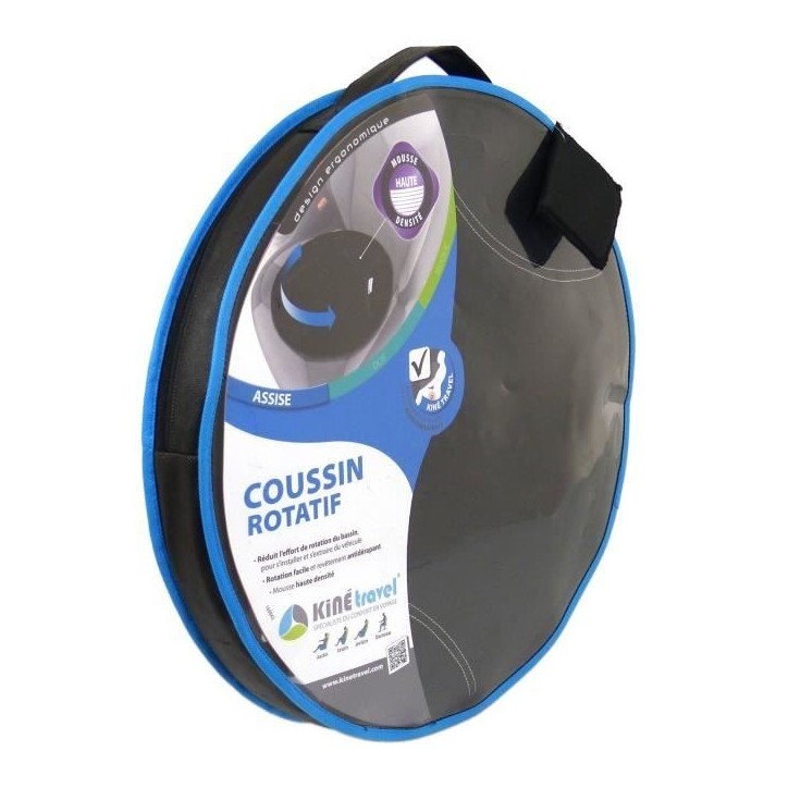 Coussin rotatif avec disque de transfert 39x39x6cm - KINE TRAVEL -Aide pour s'installer et s'extraire - mis au point par un Kin Coussin rotatif avec disque de transfert 39x39x6cm - KINE TRAVEL -Aide pour s'installer et s'extraire - mis au point par un Kin