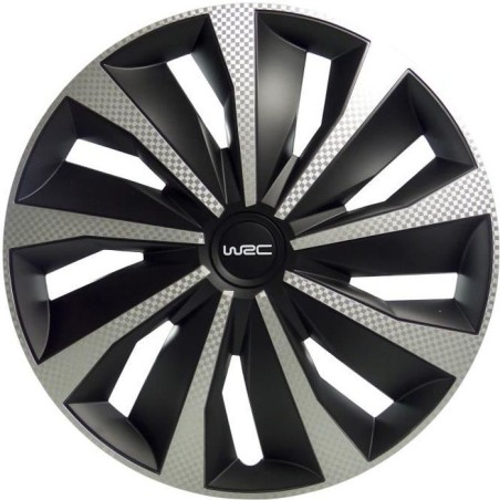 Lot de 4 Enjoliveurs 16 pouces - WRC - Bicolor noir & Carbon Style - f