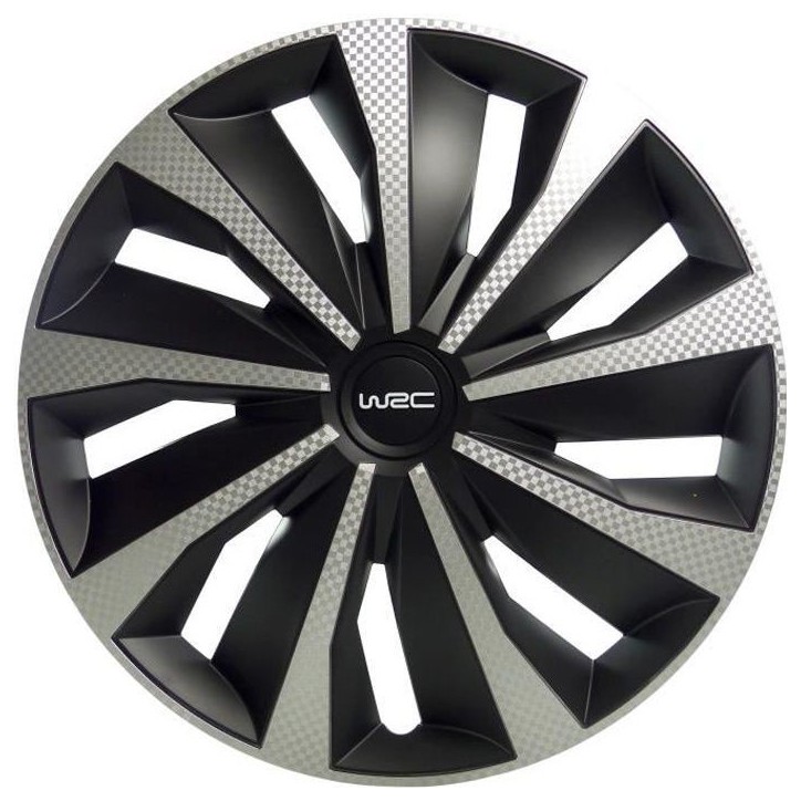 Lot de 4 Enjoliveurs 16 pouces - WRC - Bicolor noir & Carbon Style - facile a installer Lot de 4 Enjoliveurs 16 pouces - WRC - Bicolor noir & Carbon Style - facile a installer