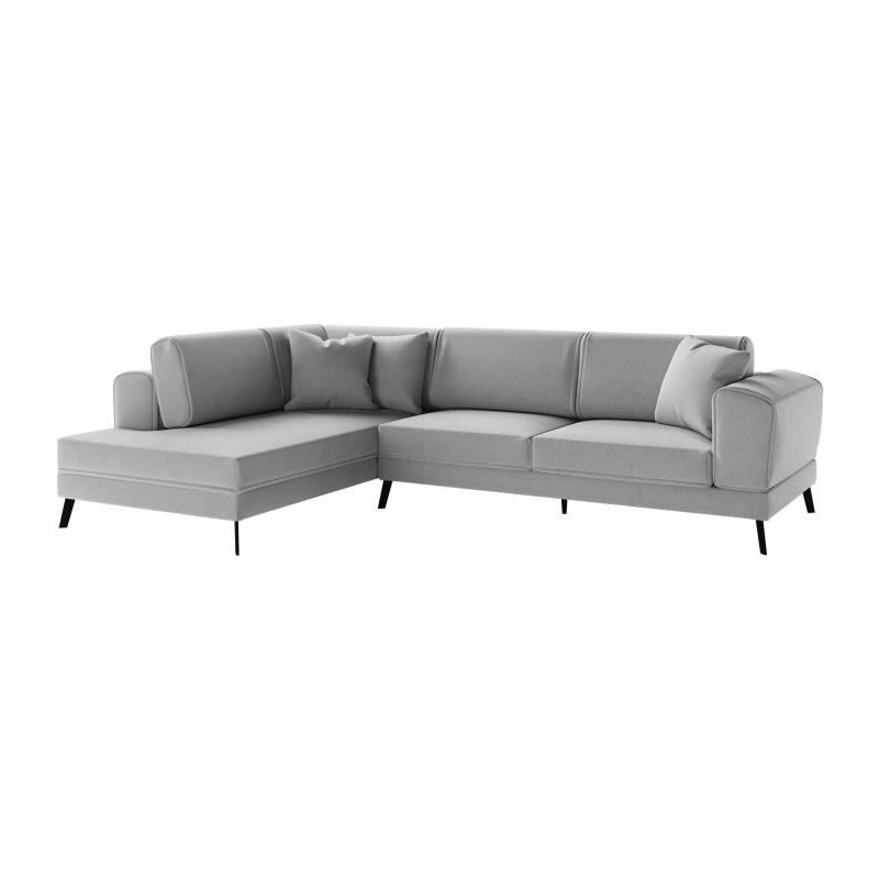 Canapé d'angle gauche convertible IMPERIAL 5 places - Tissu gris clai Canapé d'angle gauche convertible IMPERIAL 5 places - Tissu gris clai