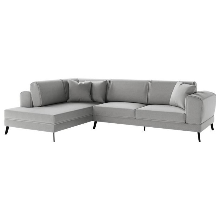 Canapé d'angle gauche convertible IMPERIAL 5 places - Tissu gris clair - 2 coffres de rangement - L304 x P212 x H86 cm Canapé d'angle gauche convertible IMPERIAL 5 places - Tissu gris clair - 2 coffres de rangement - L304 x P212 x H86 cm