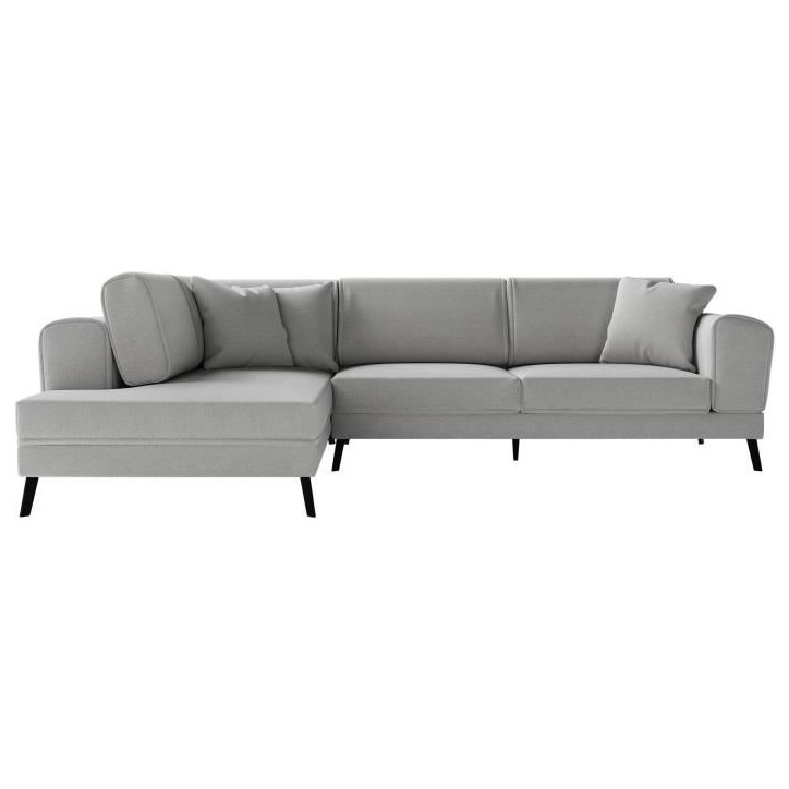 Canapé d'angle gauche convertible IMPERIAL 5 places - Tissu gris clair - 2 coffres de rangement - L304 x P212 x H86 cm Canapé d'angle gauche convertible IMPERIAL 5 places - Tissu gris clair - 2 coffres de rangement - L304 x P212 x H86 cm