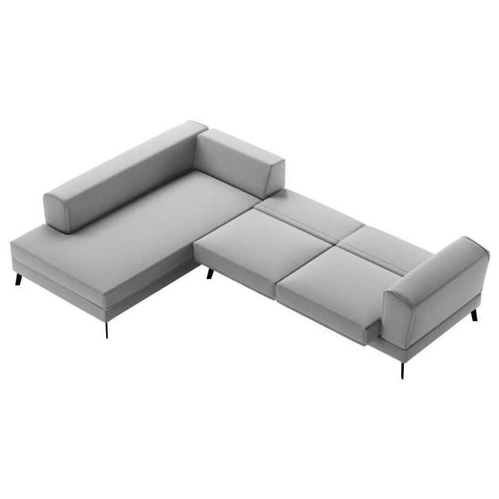 Canapé d'angle gauche convertible IMPERIAL 5 places - Tissu gris clair - 2 coffres de rangement - L304 x P212 x H86 cm Canapé d'angle gauche convertible IMPERIAL 5 places - Tissu gris clair - 2 coffres de rangement - L304 x P212 x H86 cm