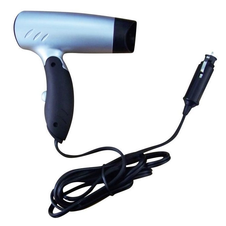 Seche-cheveux - INCASA - 1,50 m - 180 W - Fonction chaud et froid - Branchement sur prise allume-cigare Seche-cheveux - INCASA - 1,50 m - 180 W - Fonction chaud et froid - Branchement sur prise allume-cigare