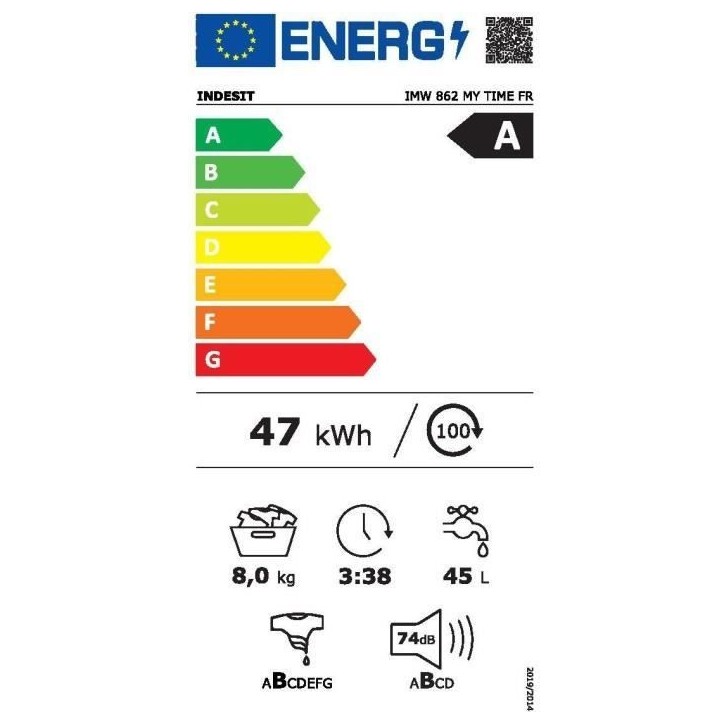 Lave-linge hublot INDESIT IMW862MYTIMEFR MyTime - 8 kg - Induction - L60cm - 1200 trs/min - Classe A - Blanc Lave-linge hublot INDESIT IMW862MYTIMEFR MyTime - 8 kg - Induction - L60cm - 1200 trs/min - Classe A - Blanc