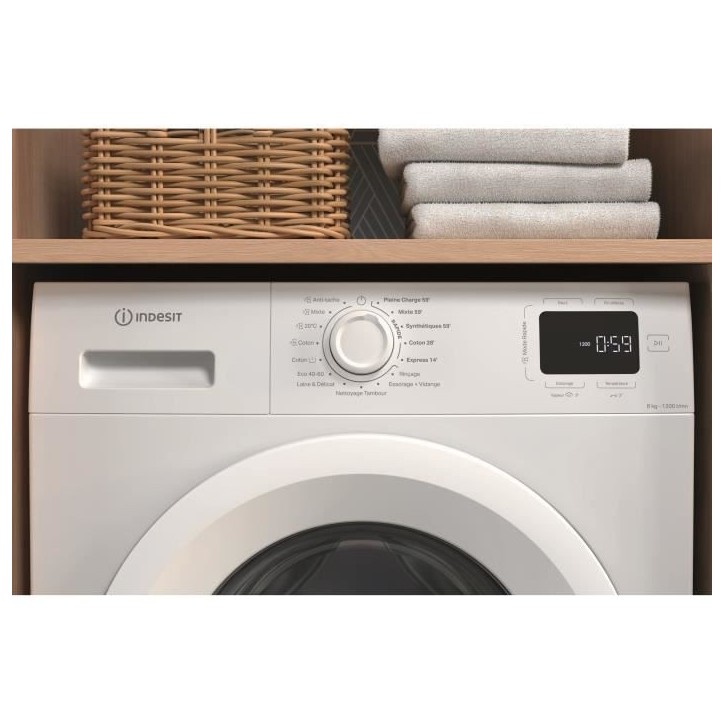Lave-linge hublot INDESIT IMW862MYTIMEFR MyTime - 8 kg - Induction - L60cm - 1200 trs/min - Classe A - Blanc Lave-linge hublot INDESIT IMW862MYTIMEFR MyTime - 8 kg - Induction - L60cm - 1200 trs/min - Classe A - Blanc