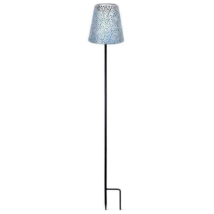 Lampe solaire - GARDEN ID Argent - Ø12 h70 cm - Autonomie 6-8h - Pied stabilisateur - Bouton on/off - Pile AAA. Lampe solaire - GARDEN ID Argent - Ø12 h70 cm - Autonomie 6-8h - Pied stabilisateur - Bouton on/off - Pile AAA.