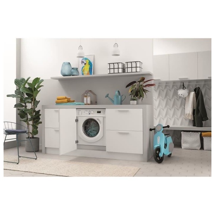 Lave-linge séchant encastrable INDESIT - BIWDIL861485EU - 8 / 6 kg - Induction - L60cm - 1400 trs/min - Blanc Lave-linge séchant encastrable INDESIT - BIWDIL861485EU - 8 / 6 kg - Induction - L60cm - 1400 trs/min - Blanc