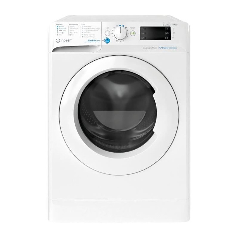 Lave-linge séchant INDESIT BDE76435WVFR - 7 / 6 kg - Induction - L60c Lave-linge séchant INDESIT BDE76435WVFR - 7 / 6 kg - Induction - L60c