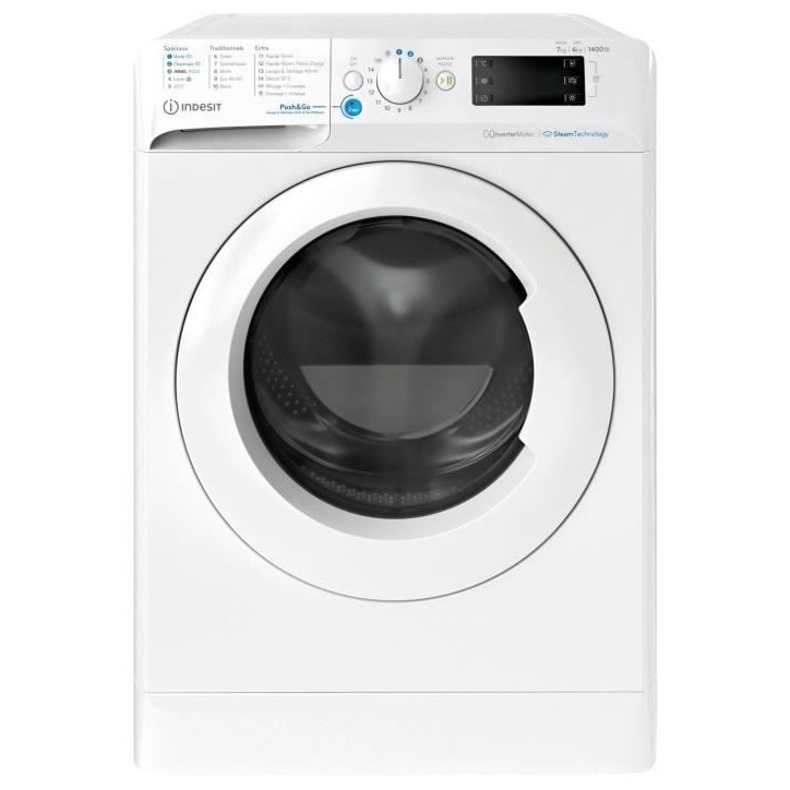 Lave-linge séchant INDESIT BDE76435WVFR - 7 / 6 kg - Induction - L60cm - 1400 trs/min - Blanc