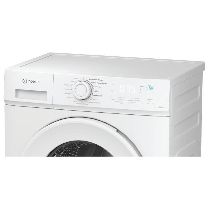 Lave-linge hublot INDESIT IMA762MYTIMEFR - 7 kg - Induction - 1200 trs/min - Push&Go - Classe A - Blanc