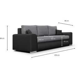 Canapé convertible avec coffre de rangement 3 places - INDIAN - Tissu